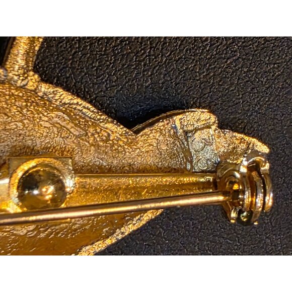 Gold-Tone Flamingo Brooch Pin With Textured Finish - Picture 4 of 5